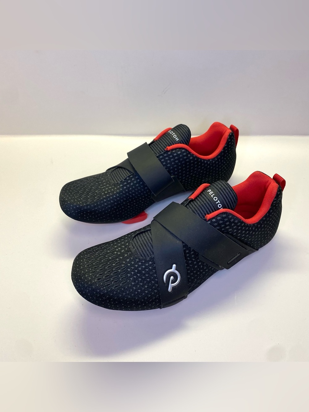 Peloton Black and Red Knit Workout Shoe